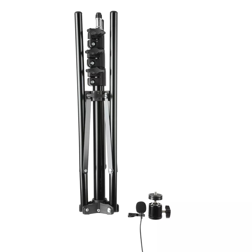 12 Inch LED Ring Light Kit with Adjustable Light Stand, Dual Phone Holders and Lavalier Microphone